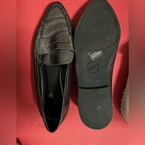 Metallic snake loafers